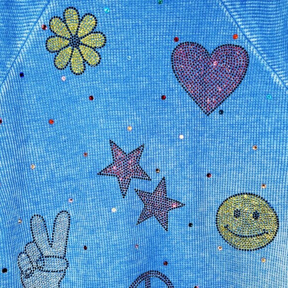 Be Peaceful Girl's Blue Sweatshirt - Picture 5 of 6